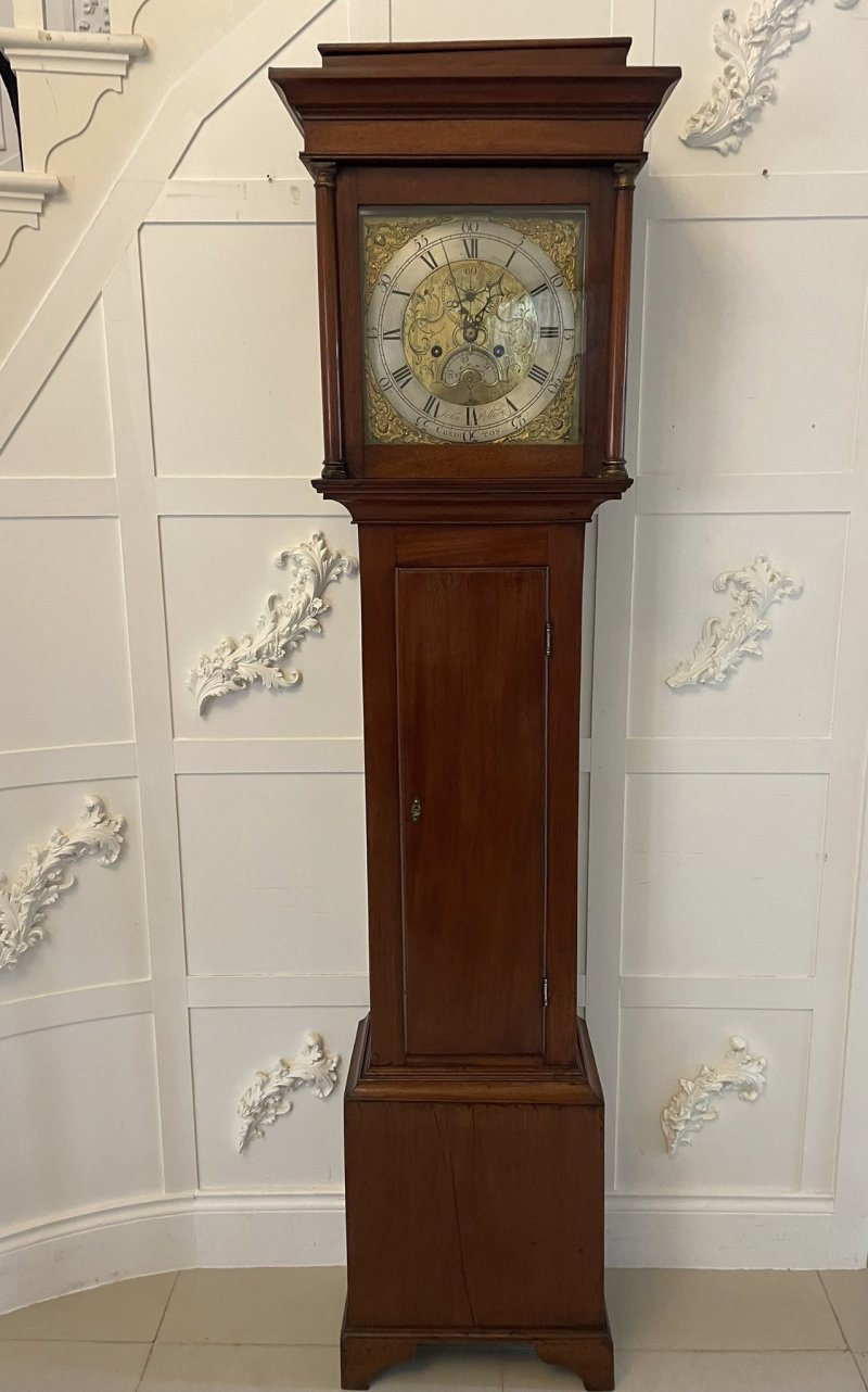 Antique George III 18th Century Quality Brass Faced 8 Day Longcase Clock by John Pollard of Crediton - Image 2